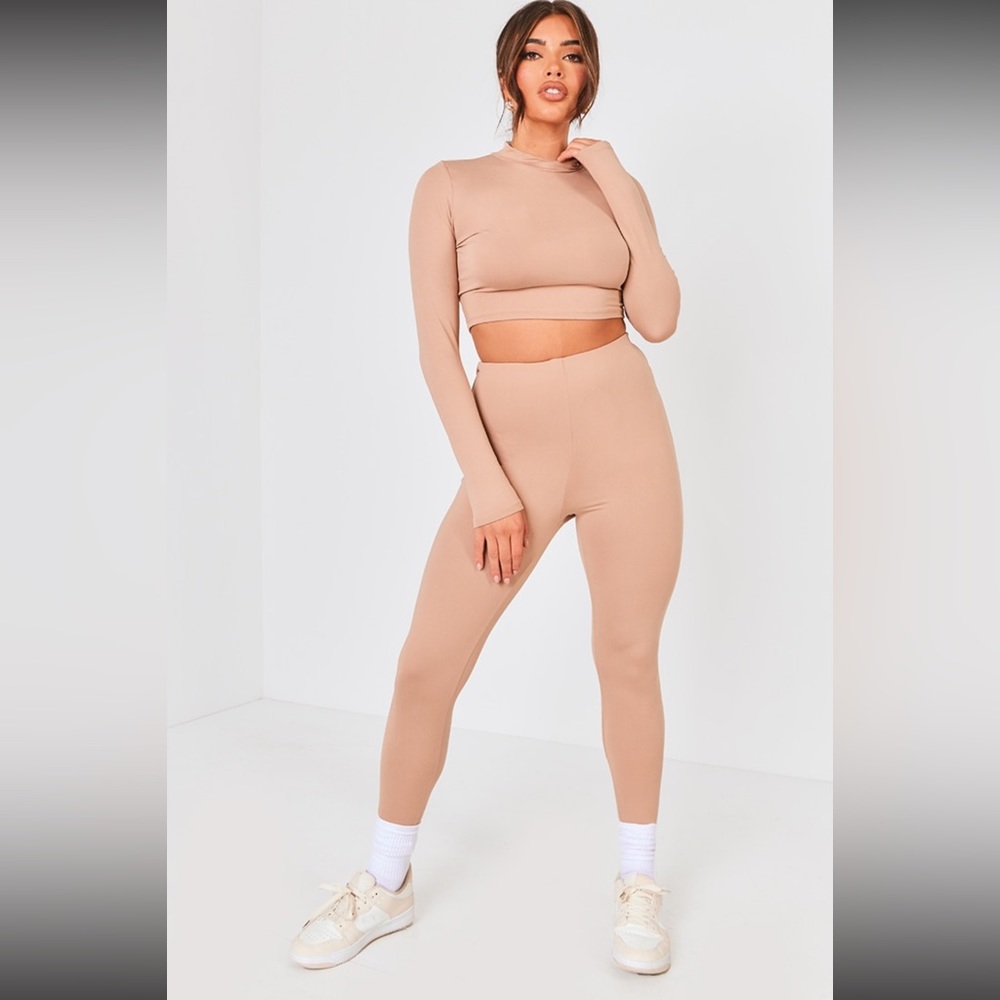 Taupe Long Sleeve Crop Top & Leggings Set